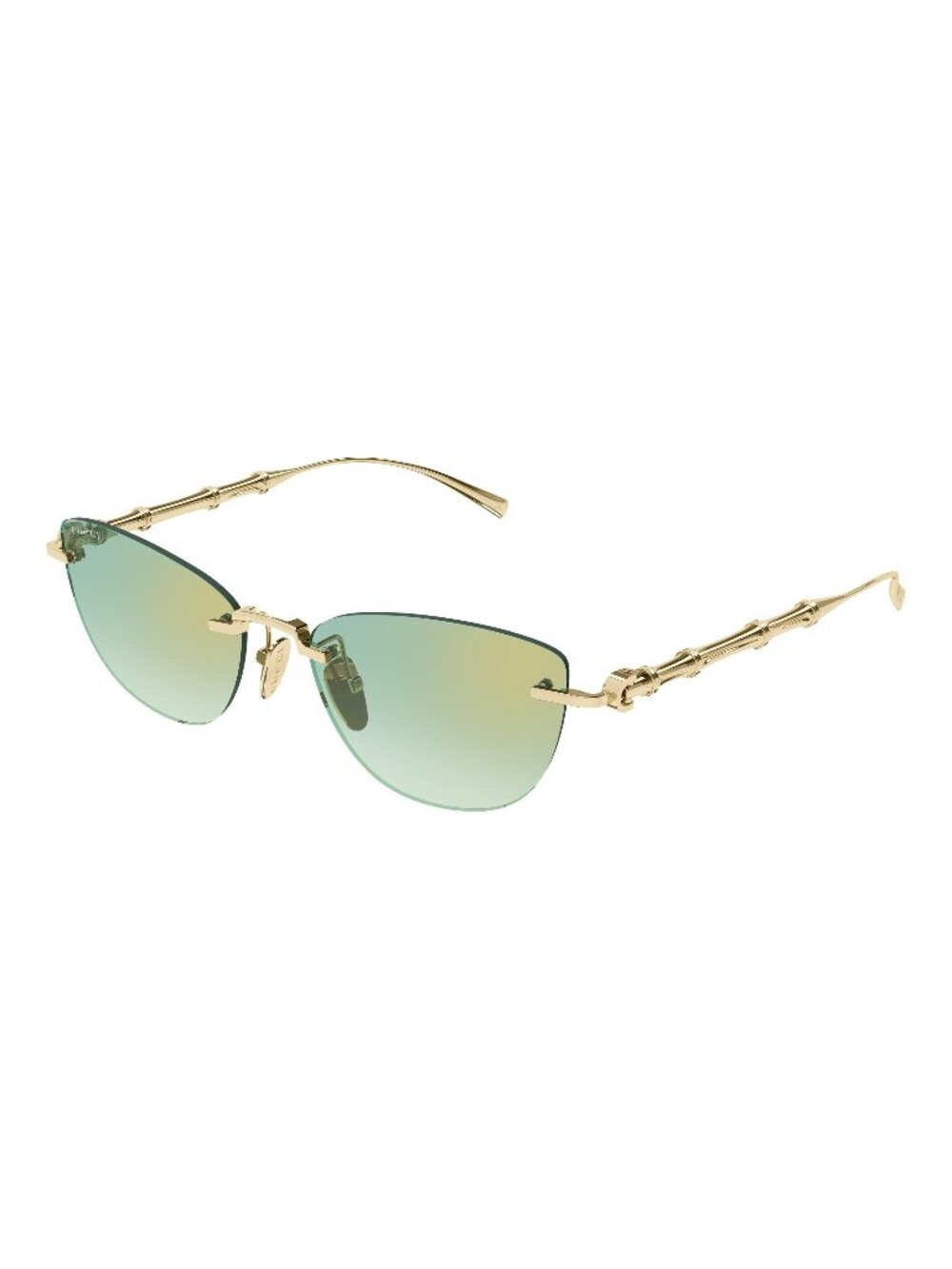 New Gucci Women's Sunglasses Gold Green Lens Metal Frame GG2063S 003 55
